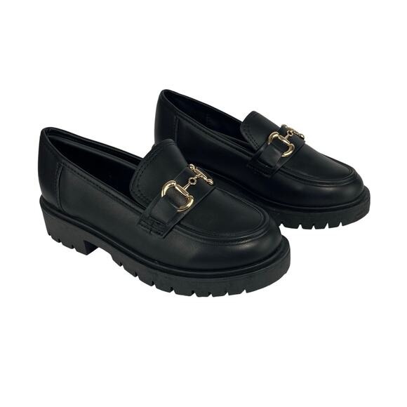 Chunky Rouge Black Lug Sole Loafers - Picture 1 of 10